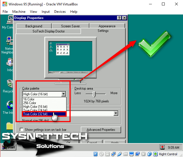 Run windows 95 in virtualbox